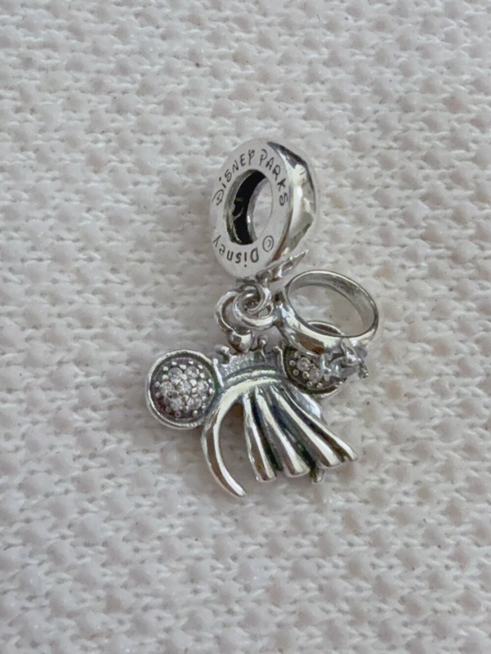 Disney Minnie Mouse Ears Headband Silver Charm For Pandora Bracelet or Necklace
